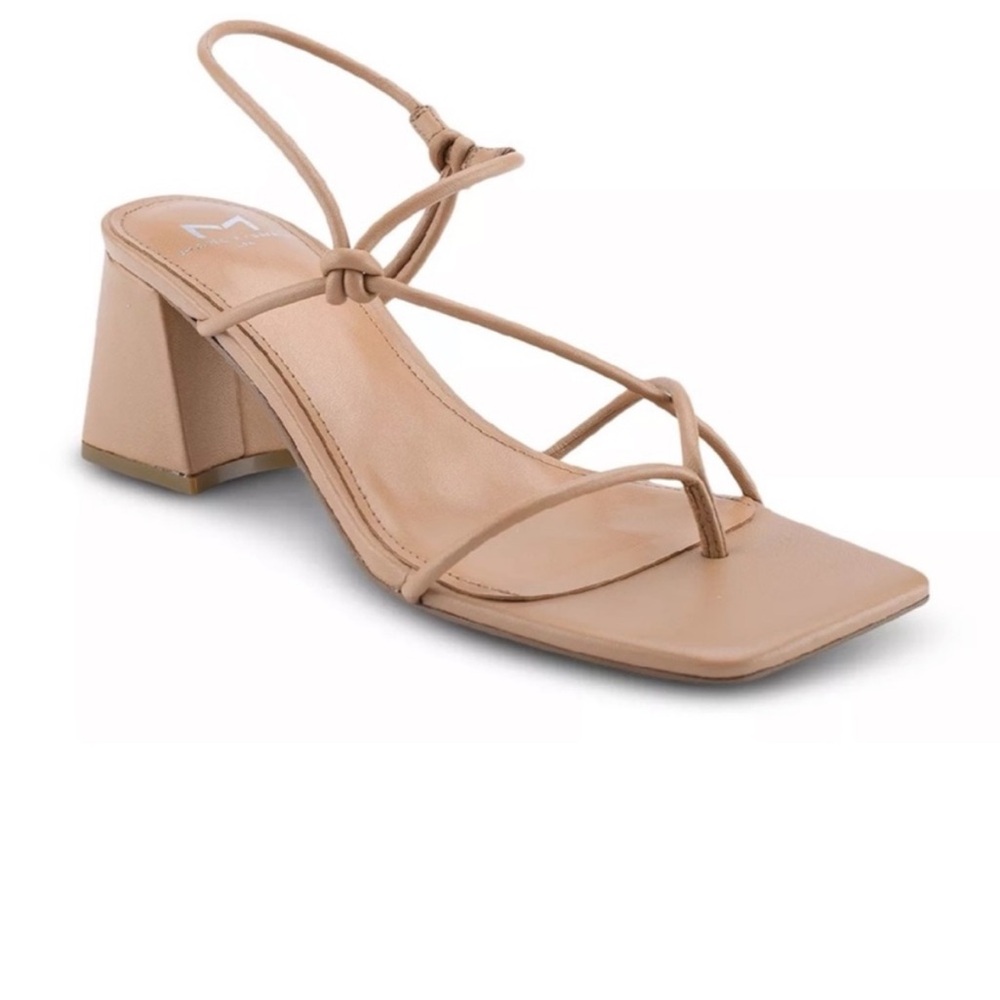 Marc Fisher Chiara Nude Strappy Block Heels